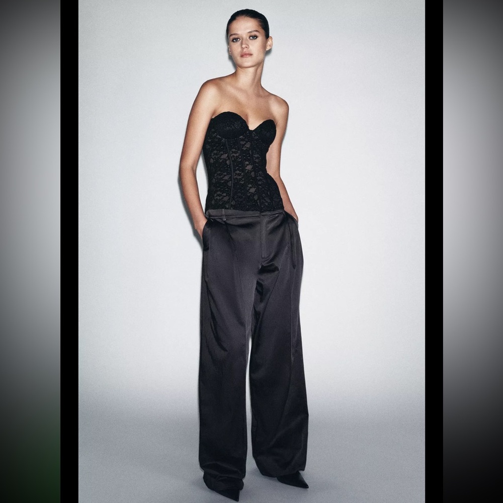 Zara Black Lace Bustier Top